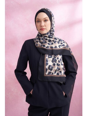 Armanda Leopar Vual Multi Desen Şal 6041-LACIVERT Vizon