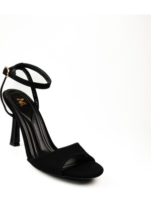 Babalı Moda Arena 1648 Siyah Saten Topuklu Kadın Abiye Ayakkabı