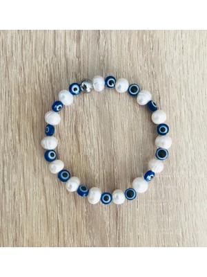 MK Tasarım Gerçek Inci Bileklik-Nazar Boncuklu - MKT.1.101.54 Rahatlatıcı, Dinginlik, Enerji Bilekliği