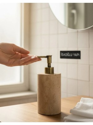 İsaoğlu Yapı Eskitme Gold Sabunluk Traverten Birinci Kalite Doğal Mermer Pürüzsüz Yüzey Sıvı Sabunluk