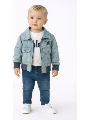 Erkek Çocuk Kot Pantolonlu Montlu Takım – 3'lü Kombin- 3606