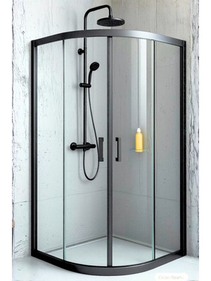 Durul Duşakabin Oval Siyah 5mm Şeffaf Yükseklik 190 cm