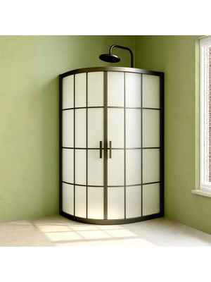 Durul Duşakabin Oval Siyah Çizgi Buzlu 5 mm Yükseklik 190 cm