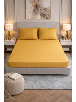 Luna Çeyiz Hediyelik Pamukören %100 Pamuk Çift Kişilik Lastikli Çarşaf Seti - 180X200+30 cm