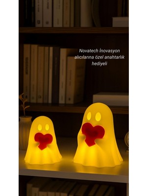 Novatech İnovasyon Kalpli Hayalet Figürü 2’li Pilli Mum Ile Kullanım Romantik Ev Dekorasyonu Hediye Alternatifi