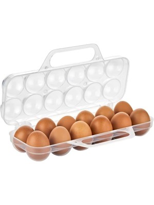 Saplı 12'li Yumurta Taşıma Kutusu, Plastik Buzdolabı Için Yumurtalık Pikniklik Pratik Yumurta Taşıma Kabı (Şeffaf, 1 Adet)
