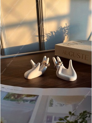 Elmessa 2li Dekoratif Çok Amaçlı Takı Tabağı,yüzük Standı VERNIKLI(8X5CM)