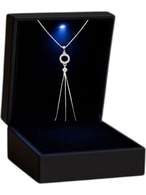 Anka Mücevherat Işıklı Kutuda 925 Ayar Gümüş Sallantılı Yuvarlak Kadın Kolye