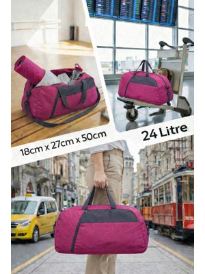 Kaff Orta Boy Pembe Önü Cepli Ayarlanabilir Omuz Askılı El Seyahat Spor Çantası -00832