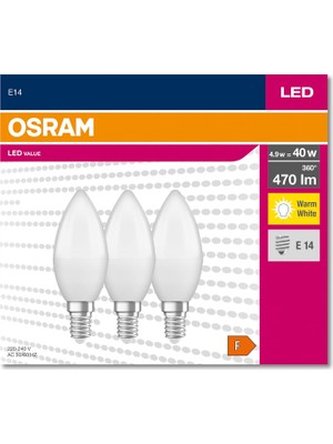 Braventa Collection LED Klasik Mum Lamba Sarı Işık 470 Lamba E14 3'lü