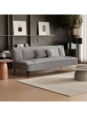 Enza Home Passa Keten Dokulu 3'lü Yataklı Koltuk Gümüş