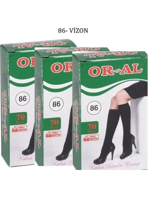 Oral 70 Denye Mus Diz Altı Çorap Kadın 3 Adet - 86 Vizon