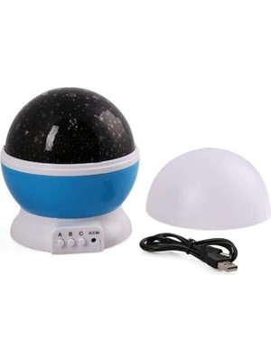 Braventa Collection Technosmart Renkli ve Dönen Projeksiyon Gece Lambası Mavi