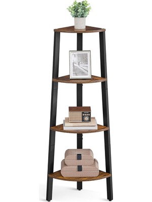 Braventa Collection Vasagle Köşe Rafı, Ayaklı Raf, Kitaplık, 4 Raflı Merdiven Rafı, Kolay Montaj, Sağlam Çelik Çerçeve,