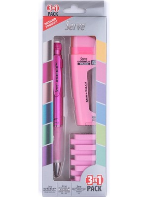 Braventa Collection Serve Deep M.pembe 07 & Dbl-Erase & Steps Silgi S.pmb 3lu