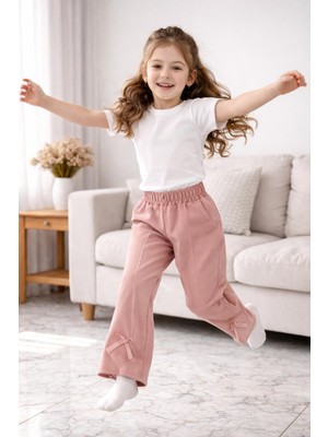 Noveram Kids Esnek Ribana Kumaş Fiyonk Detaylı Kız Çocuk Pijama