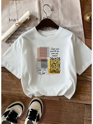 Caddekombin Kadın Love Wilt Baskılı Yazılı Basic Beyaz T-Shirt