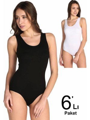 Tutku Kadın Karışık Renk 6'lı Paket  Likralı Kancalı Çıtçıtlı Body ELF568T0149CCM6-KARIŞIK Renk-S