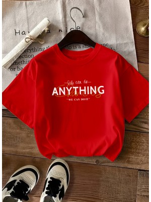 Caddekombin Kadın We Can Do It Baskılı Bisiklet Yaka Kırmızı T-Shirt