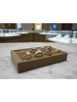 Megass Dekor Tunus Model Süet Kumaş Kahve Renk 22/14 cm Sosisli Yüzük Standı