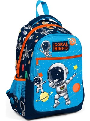Braventa Collection High Üç Gözlü Erkek Çocuk Orta Okul Çantası - Lacivert Mavi Astronot