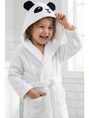 Shadro Textile Kapüşonlu Kız-Erkek Çocuk Bornozu Pamuklu-Panda