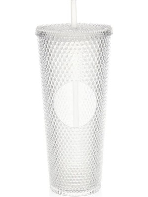 Braventa Collection Kristal Desen 750 ml Pipetli Soğuk Içecek/kahve Bardağı Beyaz