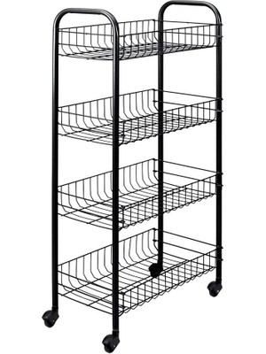 Braventa Collection Metaltex Pısa Anıversarıo - Tekerlekli 4 Katlı Plastik Kaplamalı Çok Amaçlı Taşıma Arabası. Renk Siy