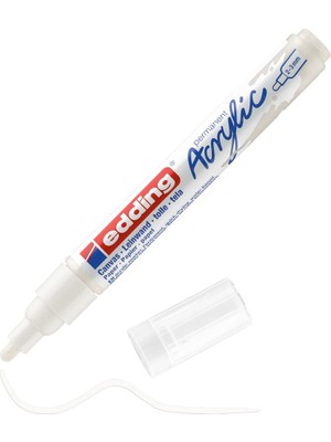 Braventa Collection Edding 5100 Akrilik Markör Orta - Beyaz - 1 Su Geçirmez Akrilik Markör - Yuvarlak Uçlu 2-3 mm