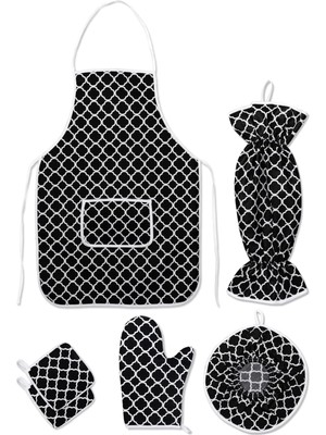 Braventa Collection Morlay 6 Parça Mutfak Seti & Mutfak Önlüğü, Fırın Eldiveni, 2li Tutacak, Organizer Poşetlik, Demlema