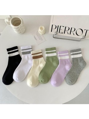 Çorap Kurdu 6'lı Ekonomik Paket Çember Desenli Unısex Tenis Çorap Set