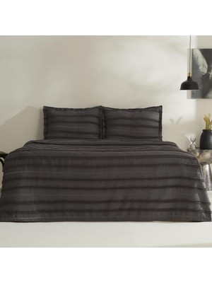 Braventa Collection Karaca Home Arlina Bold Çift Kişilik Yatak Örtüsü Takımı Antrasit