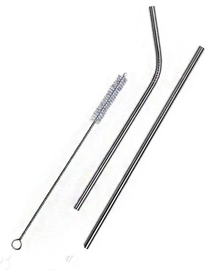 Braventa Collection 2'li Paslanmaz Çelik Pipet, Temizleme Fırçası, Metal Pipet