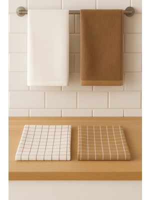 Shadro Textile %100 Pamuk Servis Peçetesi ve Mutfak Havlusu,beslenme Örtüsü 4'lü Set - Lüks ve Şık Tasarım