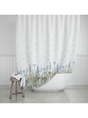 Braventa Collection Tropik Home Kır Banyo Perdesi 180X200CM Tek Kanat Duş Perdesi, Renkli Çiçekli Banyo Duş Perdesi, Hal