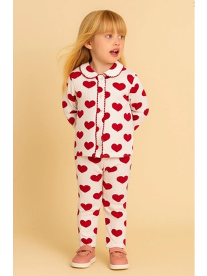 Buufuu Kız Bebek Çocuk Pamuklu Oyali Pijama Takımı Hediyelik