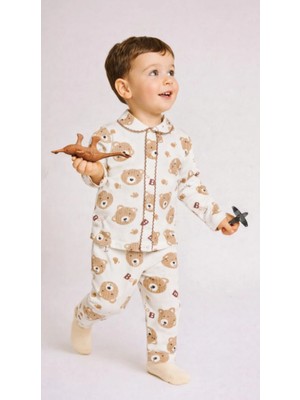 Buufuu Kız Bebek Çocuk Pamuklu Oyali Pijama Takımı Hediyelik