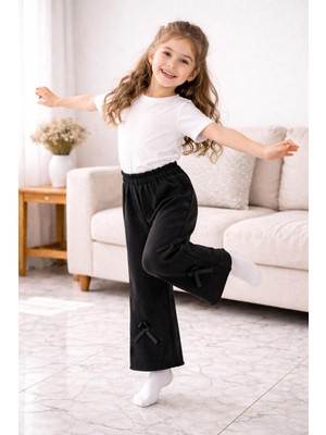 Noveram Kids Esnek Ribana Kumaş Fiyonk Detaylı Kız Çocuk Pijama