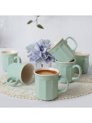 Braventa Collection Keramika Yeşil/krem Herakles Kupa 9 cm 6 Adet 307/030