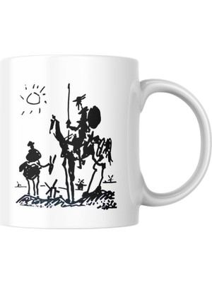 Braventa Collection Don Kişot Kupa Bardak Coffee Mug Beyaz Kulplu Seramik Kupa