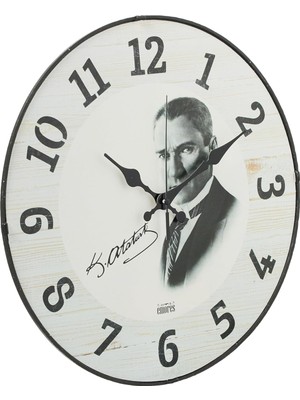 Braventa Collection 36 cm Gerçek Bombe Cam Akar Saniye Sessiz Mekanizma Dekoratif Atatürk Duvar Saati