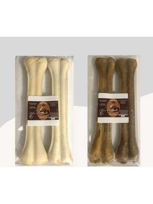 Braventa Collection 27 cm Beyaz ve Naturel Press Çiğneme Kemiği 2 Paket (4 Adet)