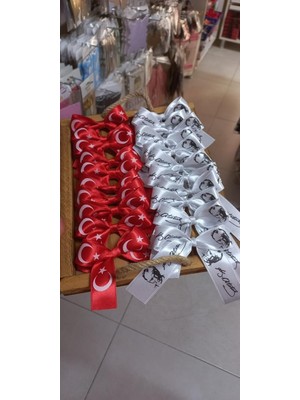 Braventa Collection - Beyaz Atatürk Imza Baskılı Toka 2 Adet