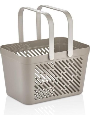 Braventa Collection Taşınabilir, Çok Amaçlı Banyo, Mutfak, Çekmece Içi Organizer Düzenleyici Gri Kulplu Sepet MIT1150