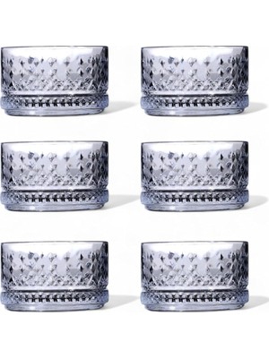 Braventa Collection Lüx Kristal Büyük Cam Sunum Seti 6'lı, Kristal Kesme Cam Dondurmalık ve Tatlı Sunum, 9 cm x 5 cm
