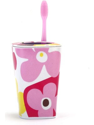 Braventa Collection Diş Fırçalık Kırmızı Papatya Melamin Model