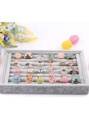 Megass Dekor Tunus Model Süet Kumaş Gri Renk 22/14 cm Sosis Yüzük Tablası