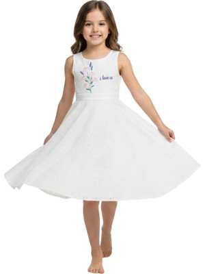 Çikoby Kız Çocuk Elbise Çapraz Askılı Çiçekli Baskılı Yandan Fermuarlı Kapama