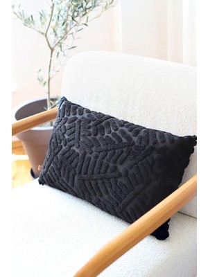 Braventa Collection Hamur Jakarlı Kırlent 28X50 cm Forest Siyah