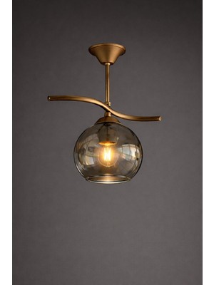 Kuzenler Modern Kahverengi Kasa Tekli Füme Camlı Avize